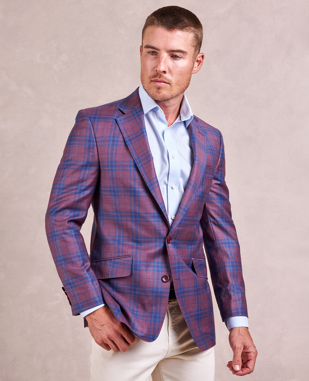 The Carter - Iconic Double Windowpane Check Sport Coat - Red/Navy